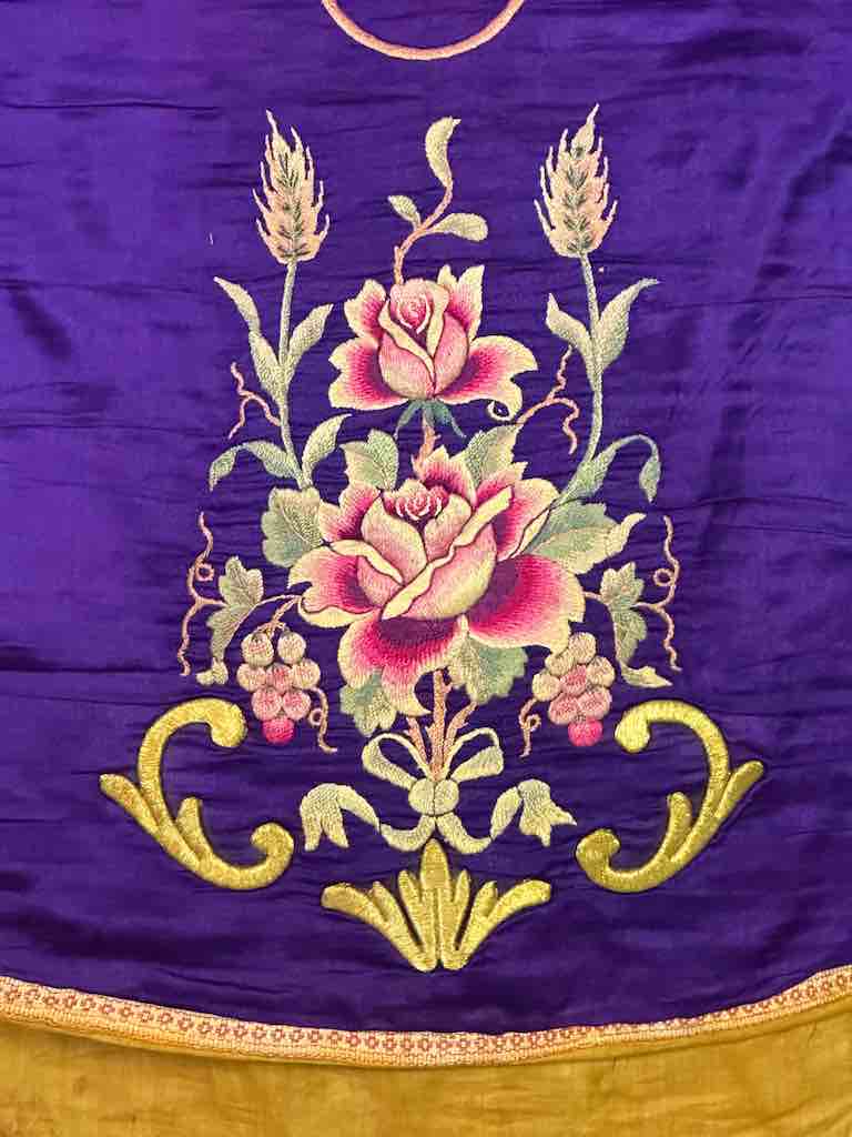 Antique Vietnamese Catholic IHS Chalice Design Chasuble Authentic Ecclesiastical Garment