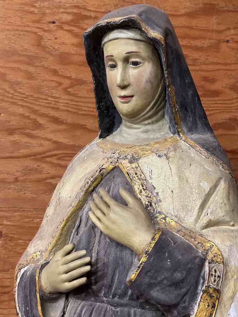 Very Large Antique Vietnamese Catholic Saint Figure St. Theresa of Avila