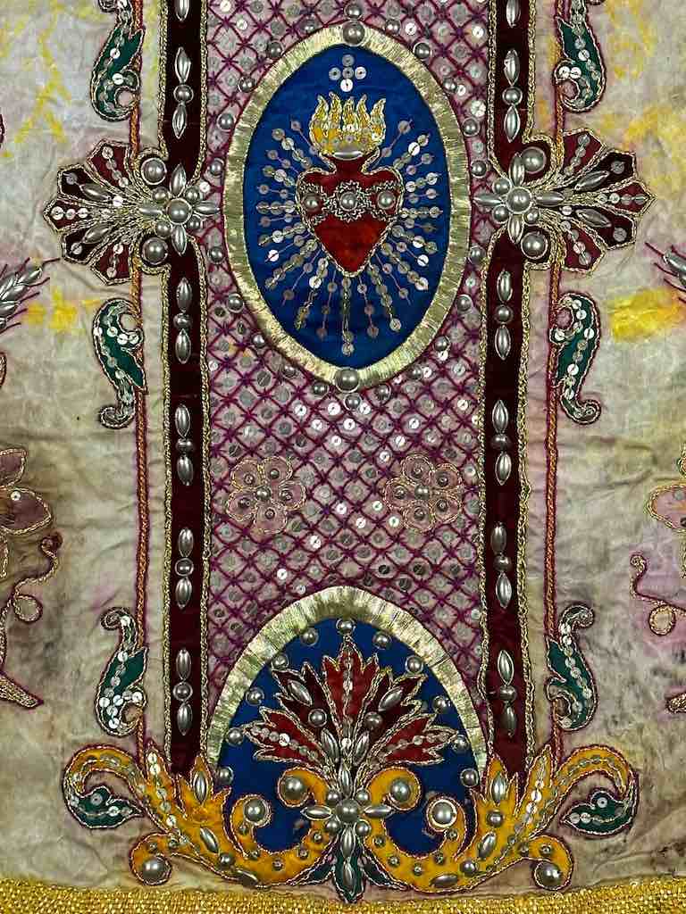 Antique Vietnamese Catholic Female Saint Figure Chasuble Authentic Ecclesiastical Garment