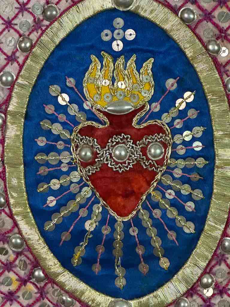 Antique Vietnamese Catholic Female Saint Figure Chasuble Authentic Ecclesiastical Garment