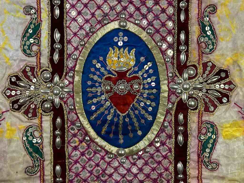 Antique Vietnamese Catholic Female Saint Figure Chasuble Authentic Ecclesiastical Garment