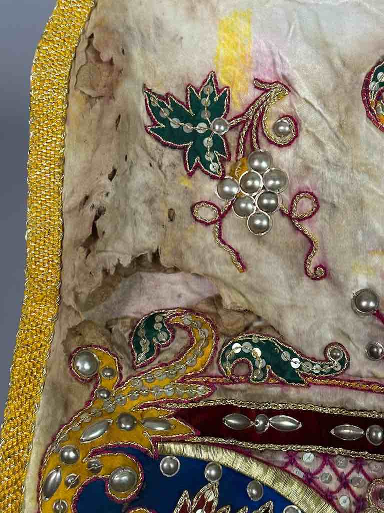 Antique Vietnamese Catholic Female Saint Figure Chasuble Authentic Ecclesiastical Garment