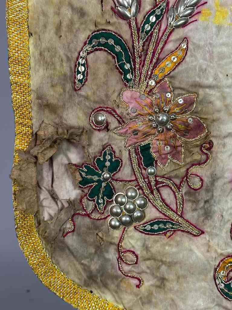Antique Vietnamese Catholic Female Saint Figure Chasuble Authentic Ecclesiastical Garment