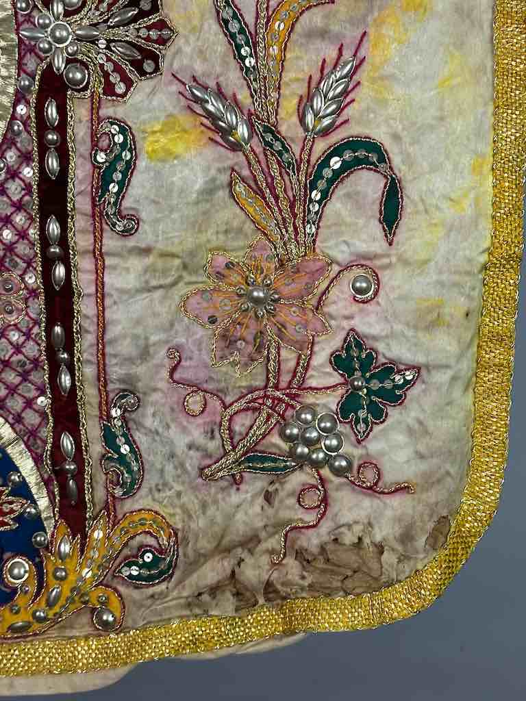 Antique Vietnamese Catholic Female Saint Figure Chasuble Authentic Ecclesiastical Garment