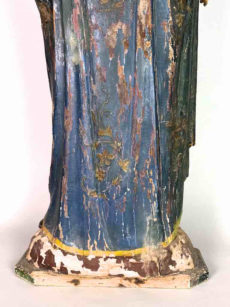 Very Large Antique Vietnamese Catholic Saint Figure Mary & Jesus