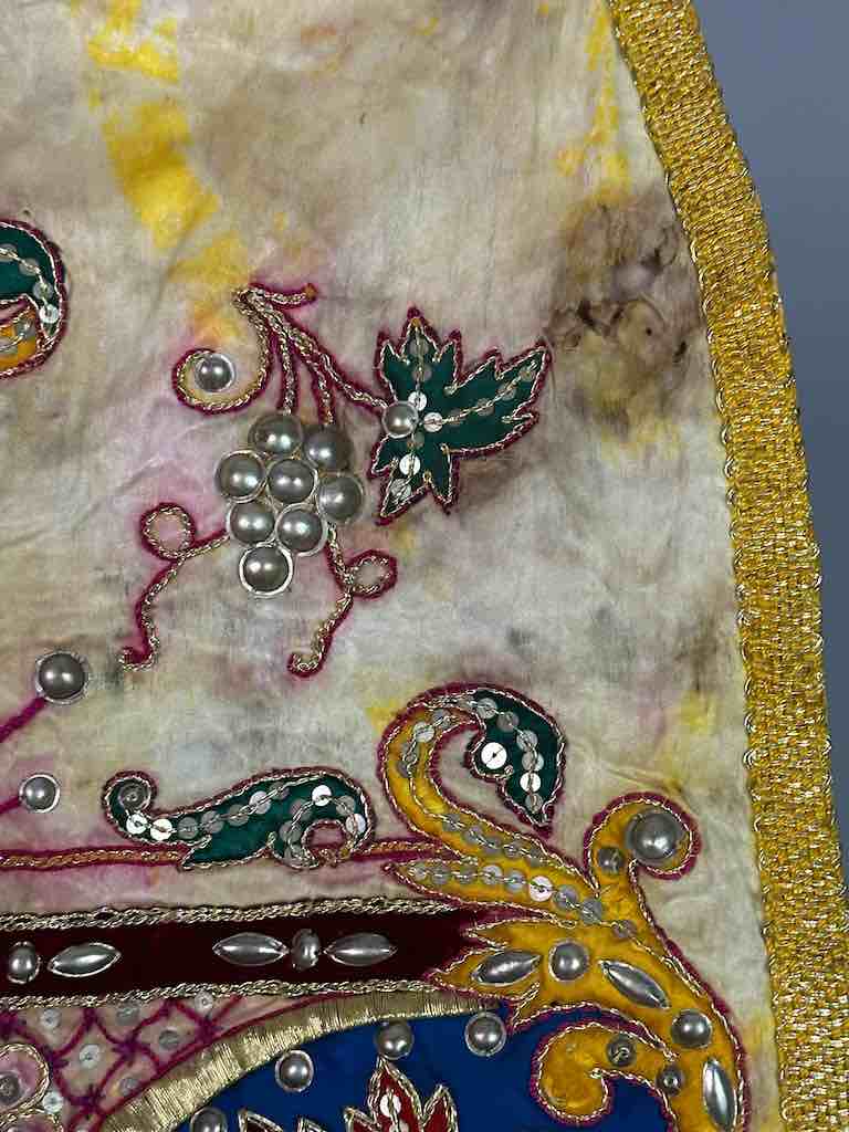 Antique Vietnamese Catholic Female Saint Figure Chasuble Authentic Ecclesiastical Garment