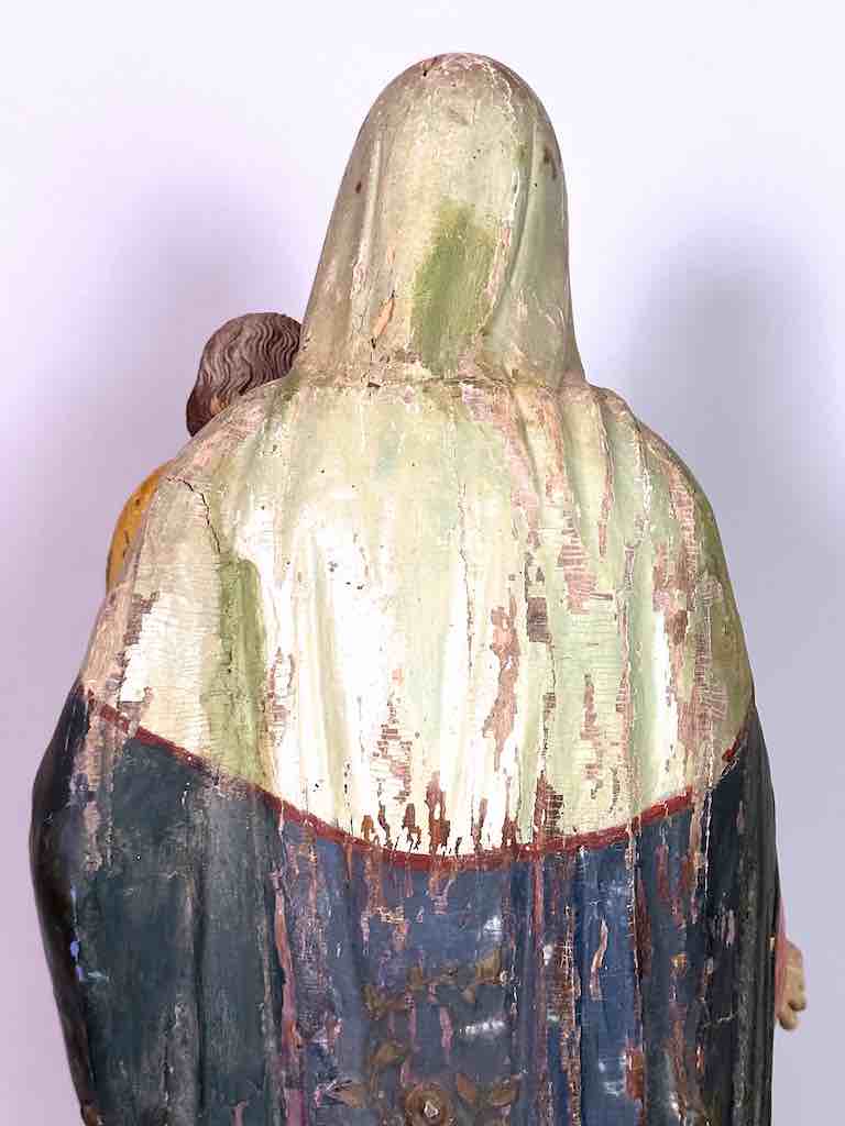 Very Large Antique Vietnamese Catholic Saint Figure Mary & Jesus