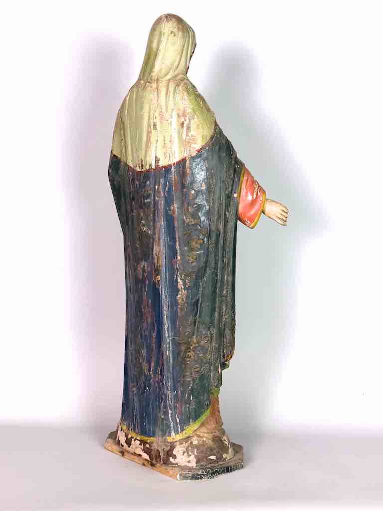 Very Large Antique Vietnamese Catholic Saint Figure Mary & Jesus