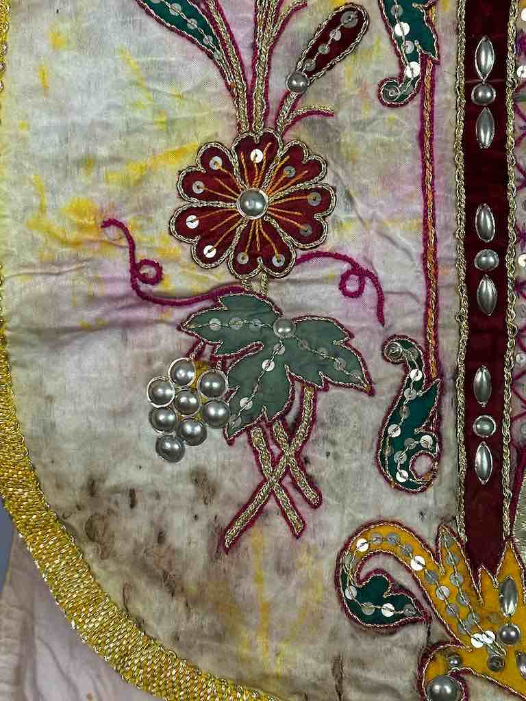 Antique Vietnamese Catholic Female Saint Figure Chasuble Authentic Ecclesiastical Garment