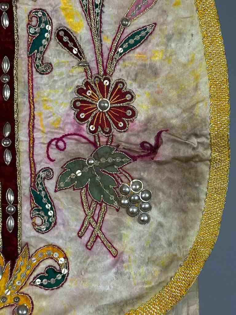 Antique Vietnamese Catholic Female Saint Figure Chasuble Authentic Ecclesiastical Garment