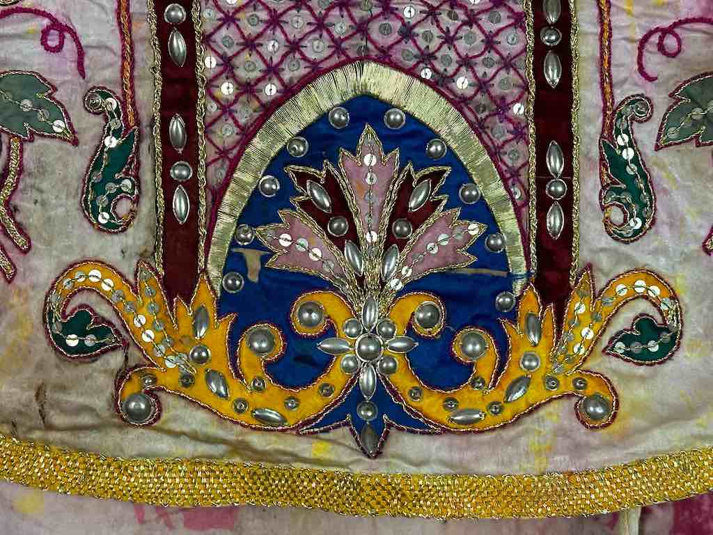 Antique Vietnamese Catholic Female Saint Figure Chasuble Authentic Ecclesiastical Garment