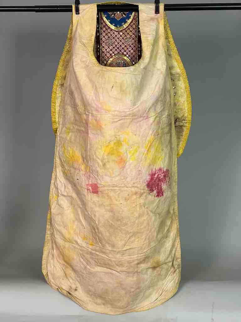 Antique Vietnamese Catholic Female Saint Figure Chasuble Authentic Ecclesiastical Garment
