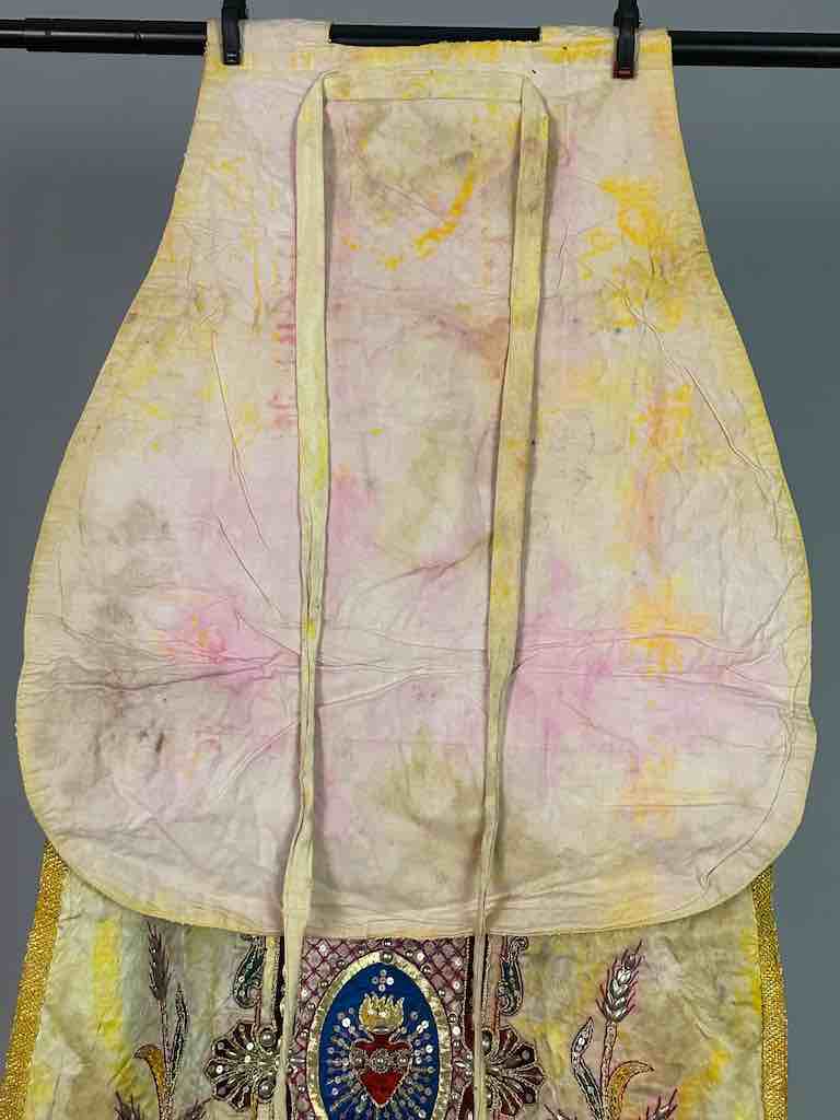 Antique Vietnamese Catholic Female Saint Figure Chasuble Authentic Ecclesiastical Garment