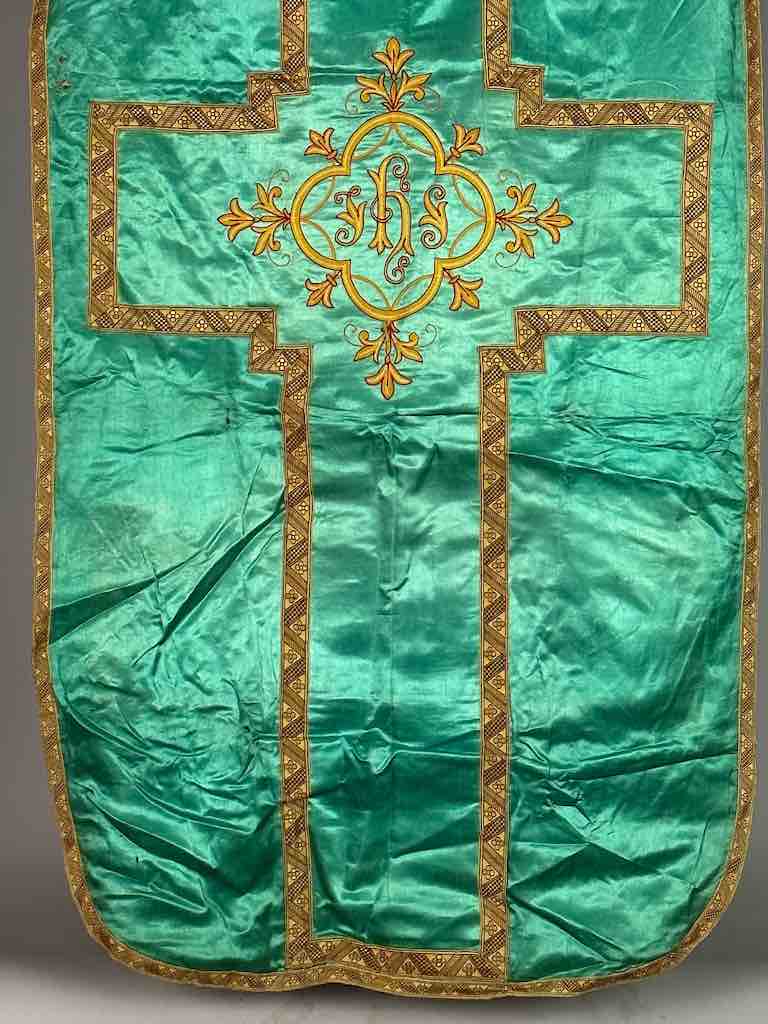 Antique Vietnamese Catholic IHS Design Chasuble Authentic Ecclesiastical Garment