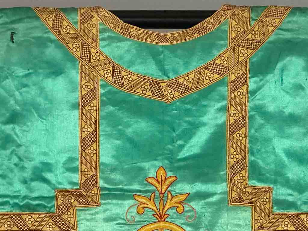 Antique Vietnamese Catholic IHS Design Chasuble Authentic Ecclesiastical Garment