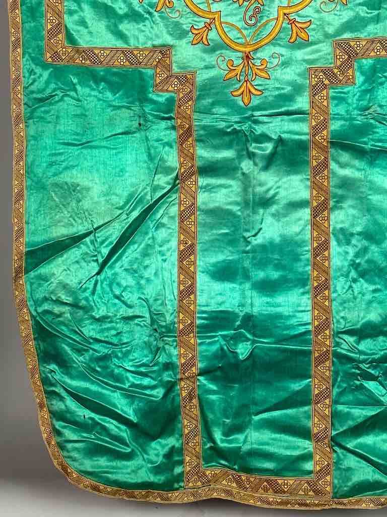 Antique Vietnamese Catholic IHS Design Chasuble Authentic Ecclesiastical Garment