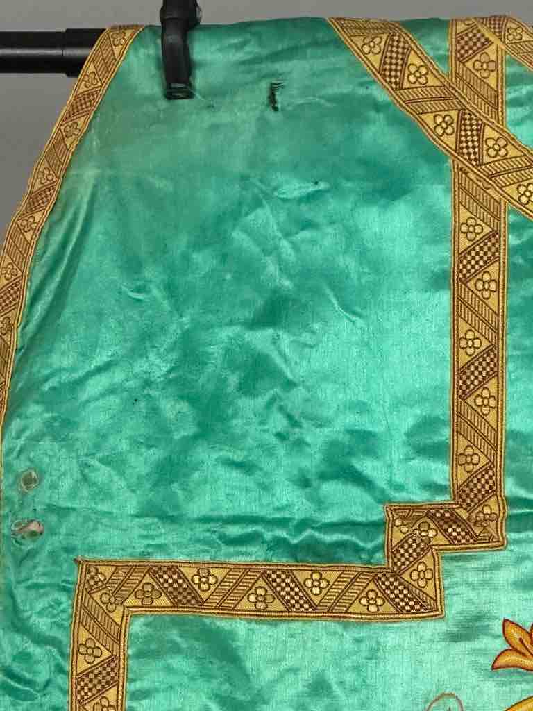 Antique Vietnamese Catholic IHS Design Chasuble Authentic Ecclesiastical Garment
