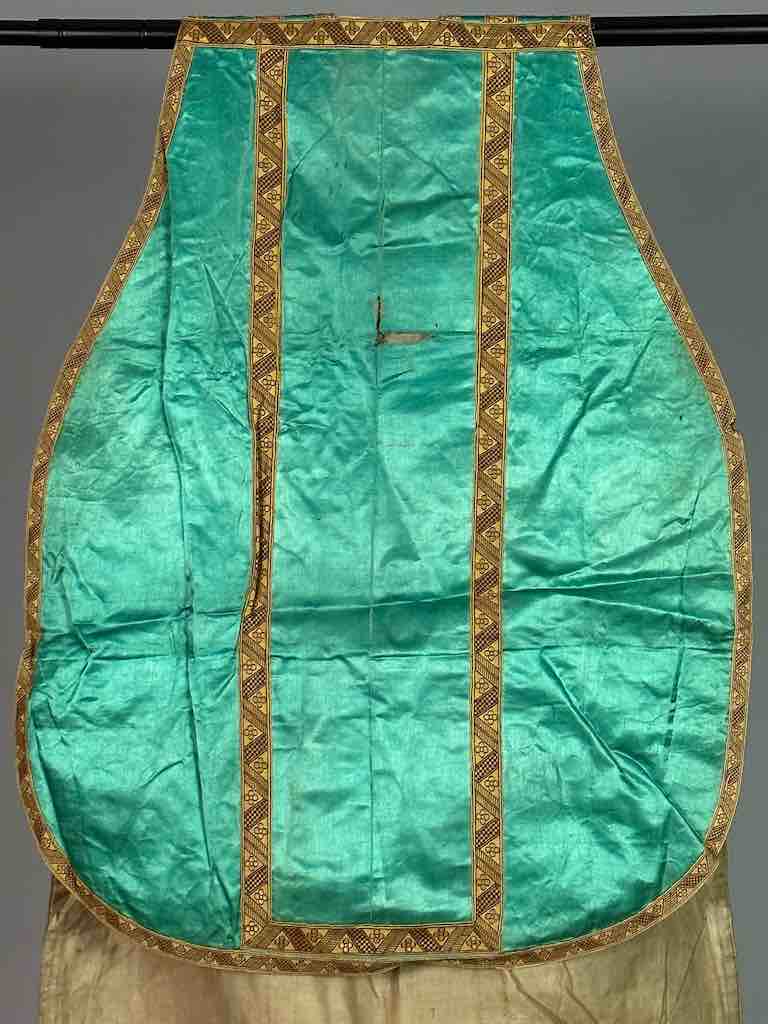 Antique Vietnamese Catholic IHS Design Chasuble Authentic Ecclesiastical Garment
