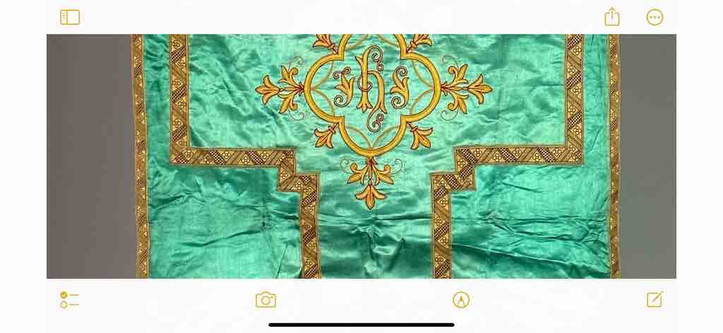 Antique Vietnamese Catholic IHS Design Chasuble Authentic Ecclesiastical Garment