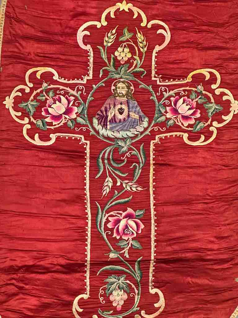 Antique Vietnamese Catholic Jesus Christ Design Chasuble Authentic Ecclesiastical Garment
