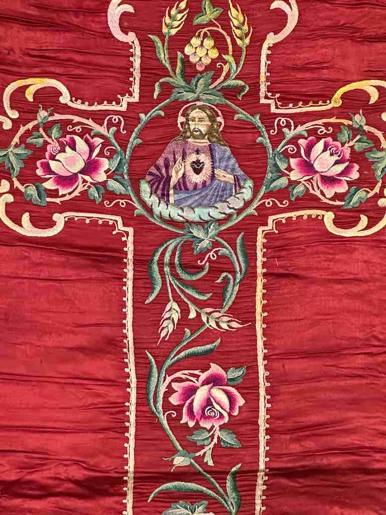 Antique Vietnamese Catholic Jesus Christ Design Chasuble Authentic Ecclesiastical Garment