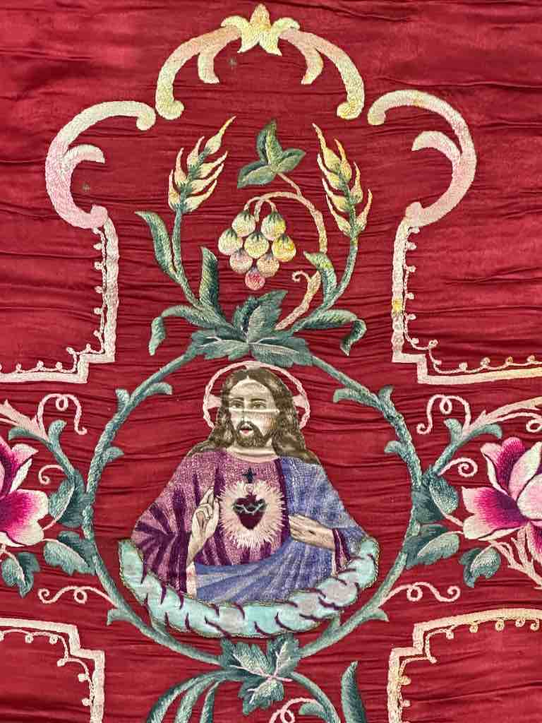 Antique Vietnamese Catholic Jesus Christ Design Chasuble Authentic Ecclesiastical Garment