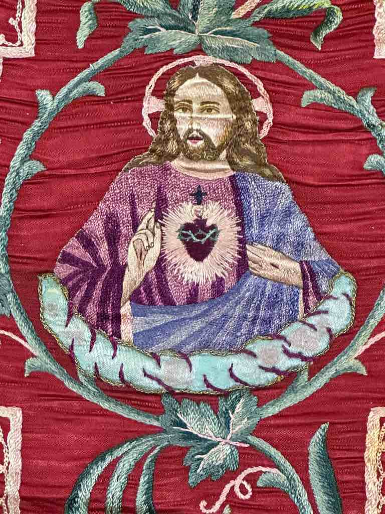 Antique Vietnamese Catholic Jesus Christ Design Chasuble Authentic Ecclesiastical Garment