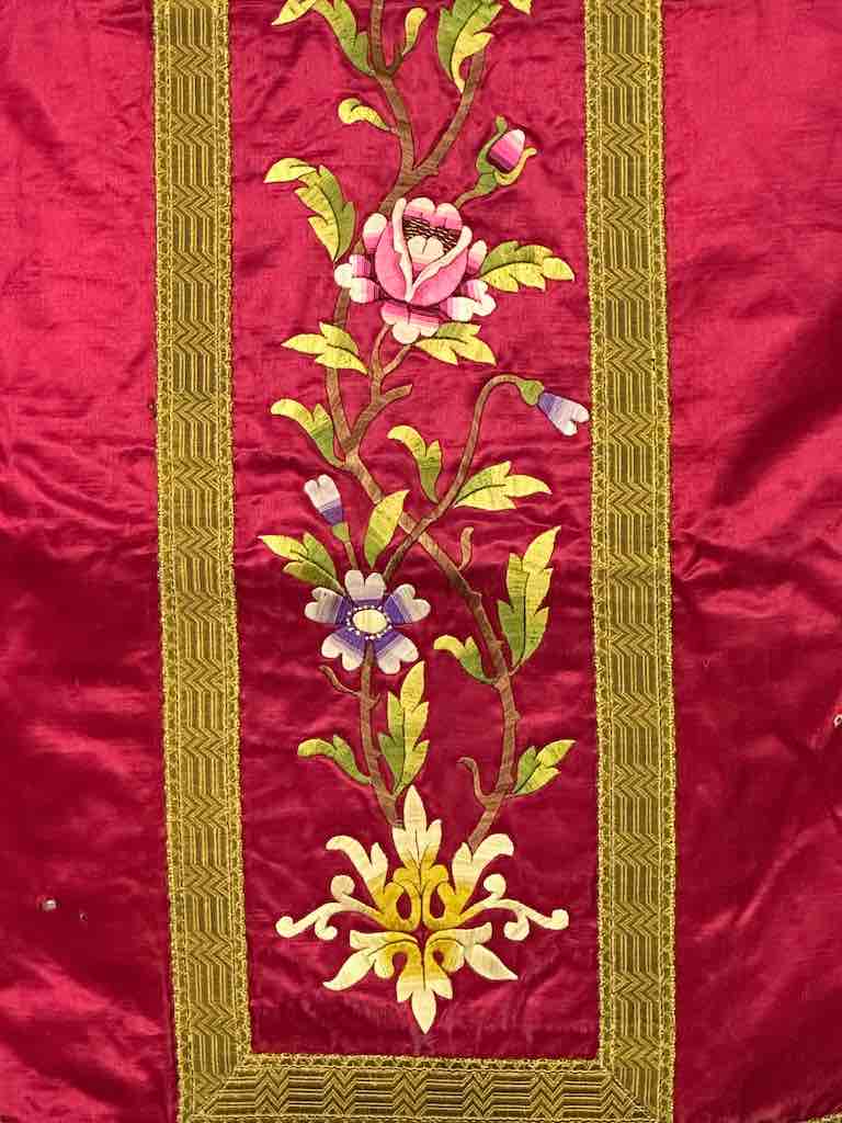 Antique Vietnamese Catholic IHS Design Chasuble Authentic Ecclesiastical Garment