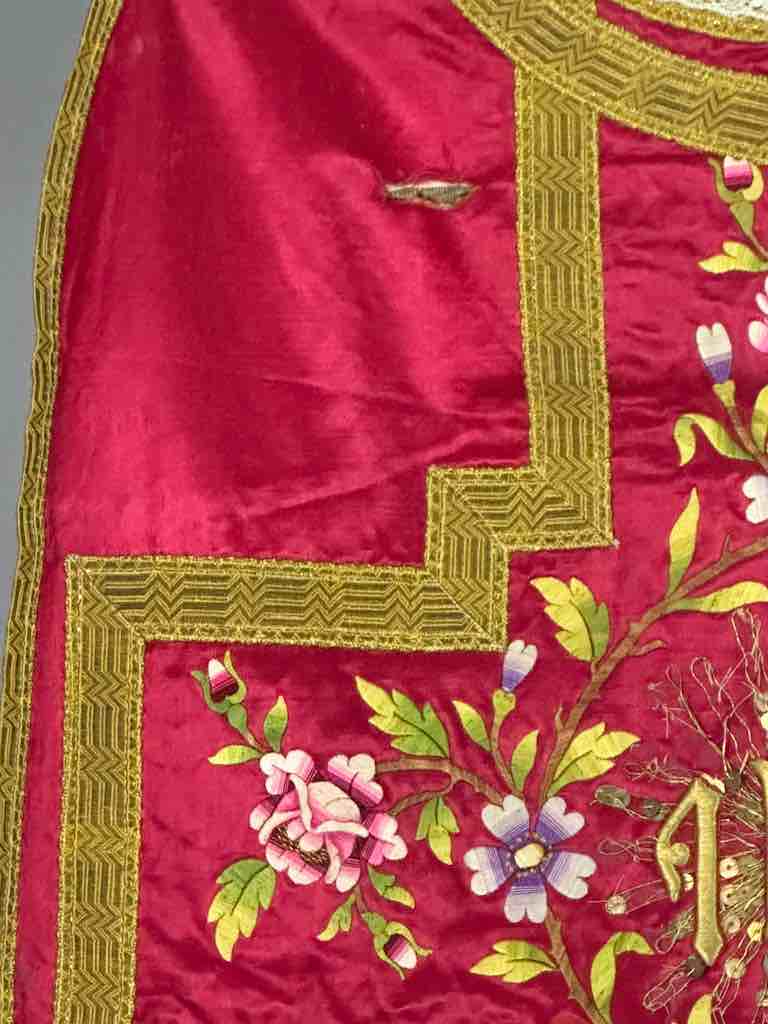 Antique Vietnamese Catholic IHS Design Chasuble Authentic Ecclesiastical Garment
