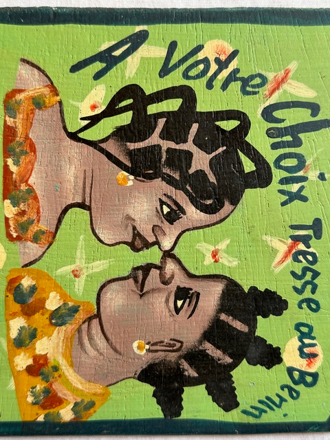 Original Small Beauty Salon Sign Painting on Wood from Benin