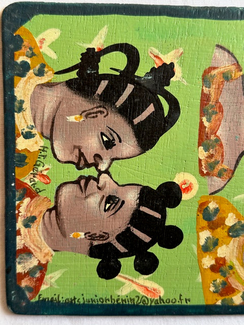 Original Small Beauty Salon Sign Painting on Wood from Benin
