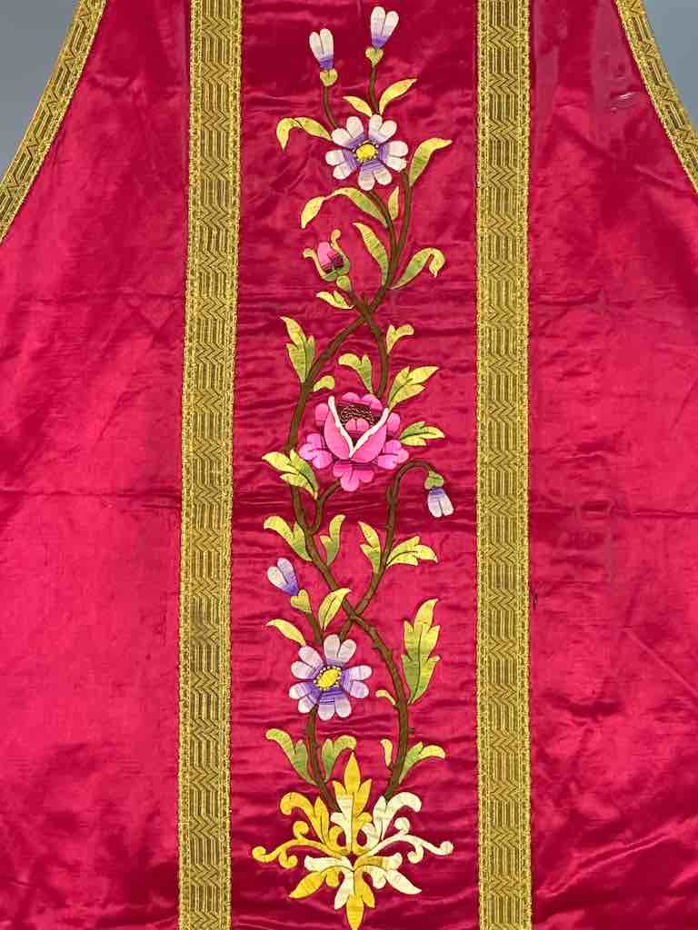 Antique Vietnamese Catholic IHS Design Chasuble Authentic Ecclesiastical Garment
