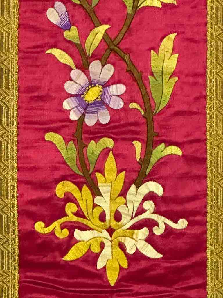 Antique Vietnamese Catholic IHS Design Chasuble Authentic Ecclesiastical Garment