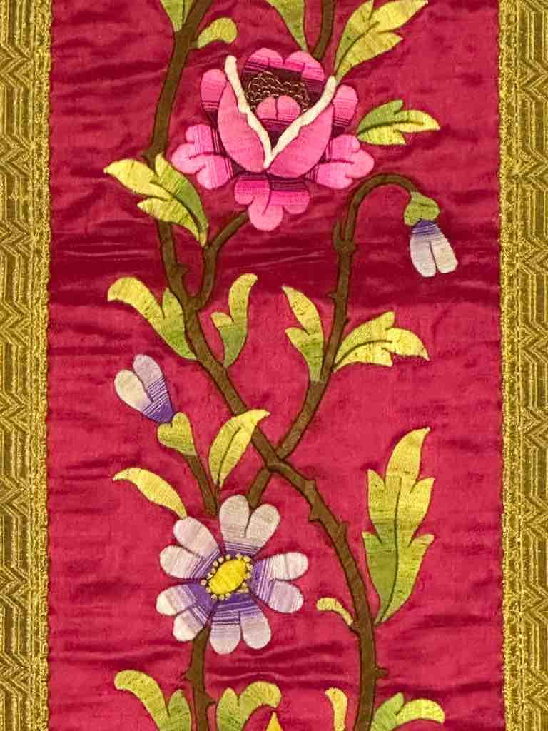 Antique Vietnamese Catholic IHS Design Chasuble Authentic Ecclesiastical Garment