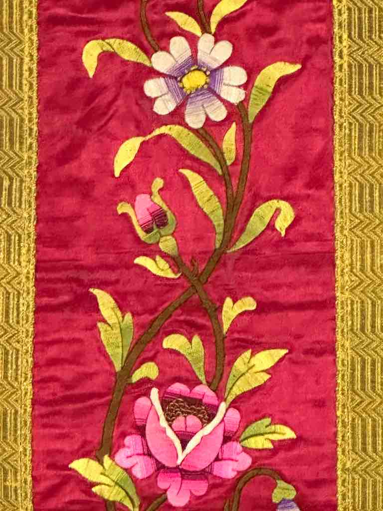 Antique Vietnamese Catholic IHS Design Chasuble Authentic Ecclesiastical Garment
