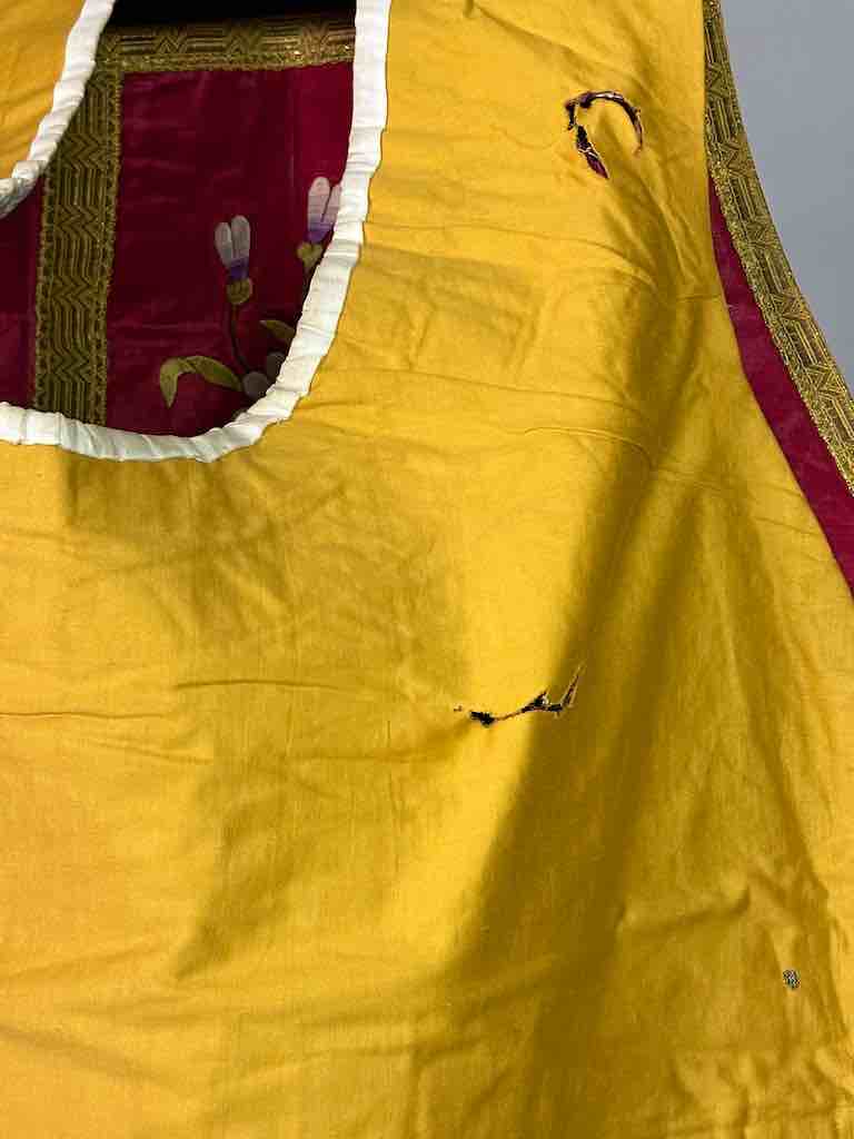 Antique Vietnamese Catholic IHS Design Chasuble Authentic Ecclesiastical Garment