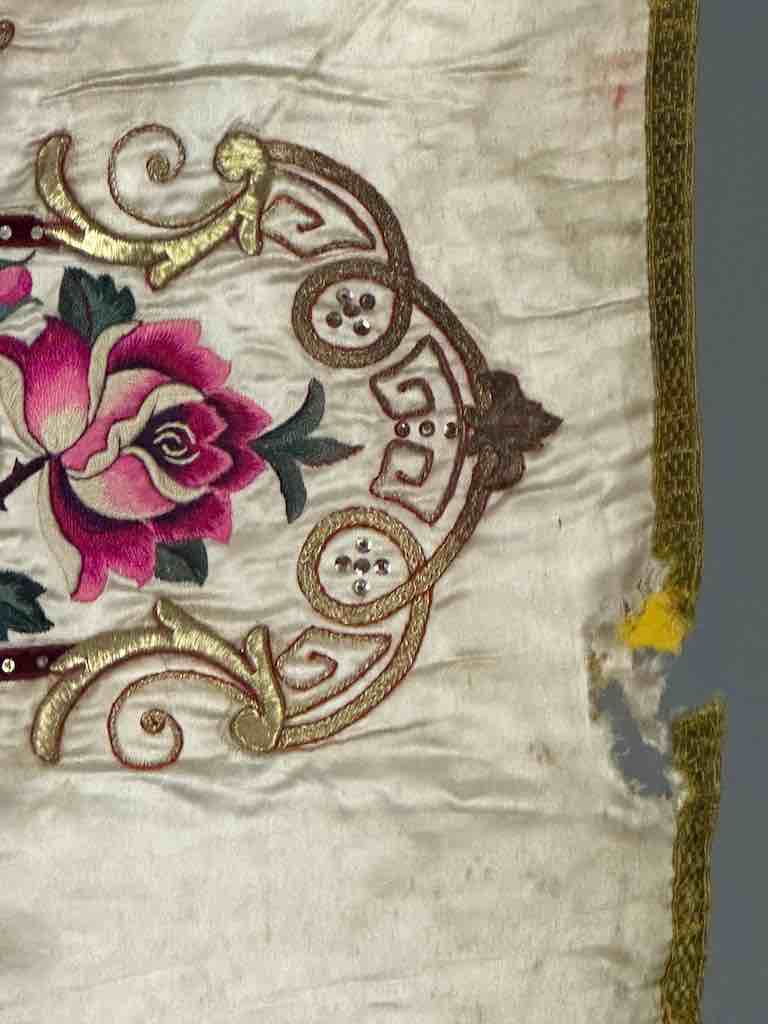 Antique Vietnamese Catholic Lamb of God Cross Design Chasuble Authentic Ecclesiastical Garment