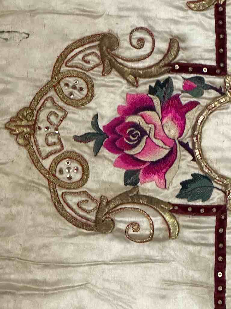 Antique Vietnamese Catholic Lamb of God Cross Design Chasuble Authentic Ecclesiastical Garment