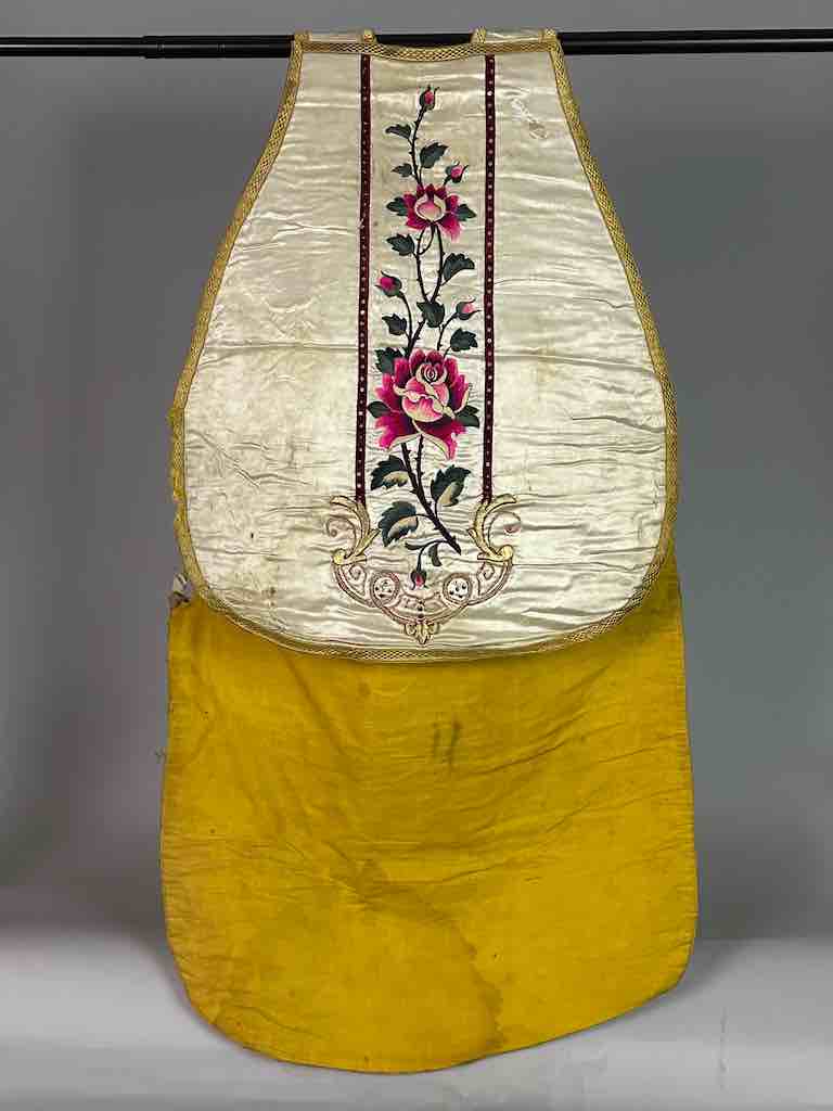 Antique Vietnamese Catholic Lamb of God Cross Design Chasuble Authentic Ecclesiastical Garment