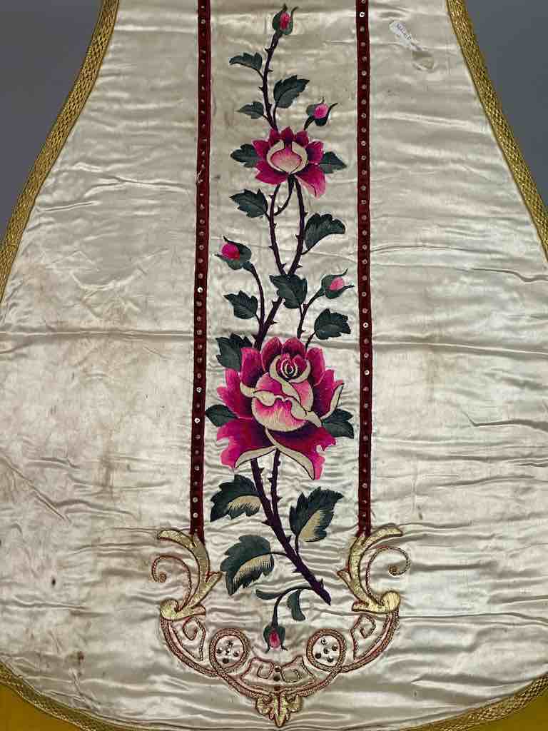 Antique Vietnamese Catholic Lamb of God Cross Design Chasuble Authentic Ecclesiastical Garment