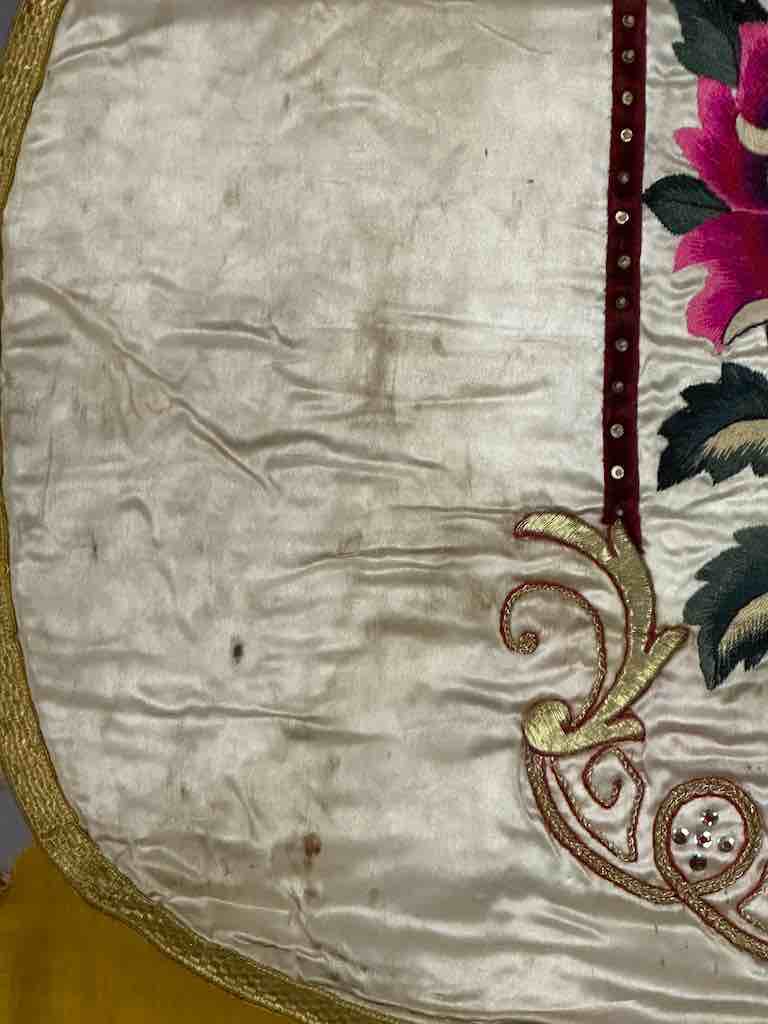 Antique Vietnamese Catholic Lamb of God Cross Design Chasuble Authentic Ecclesiastical Garment