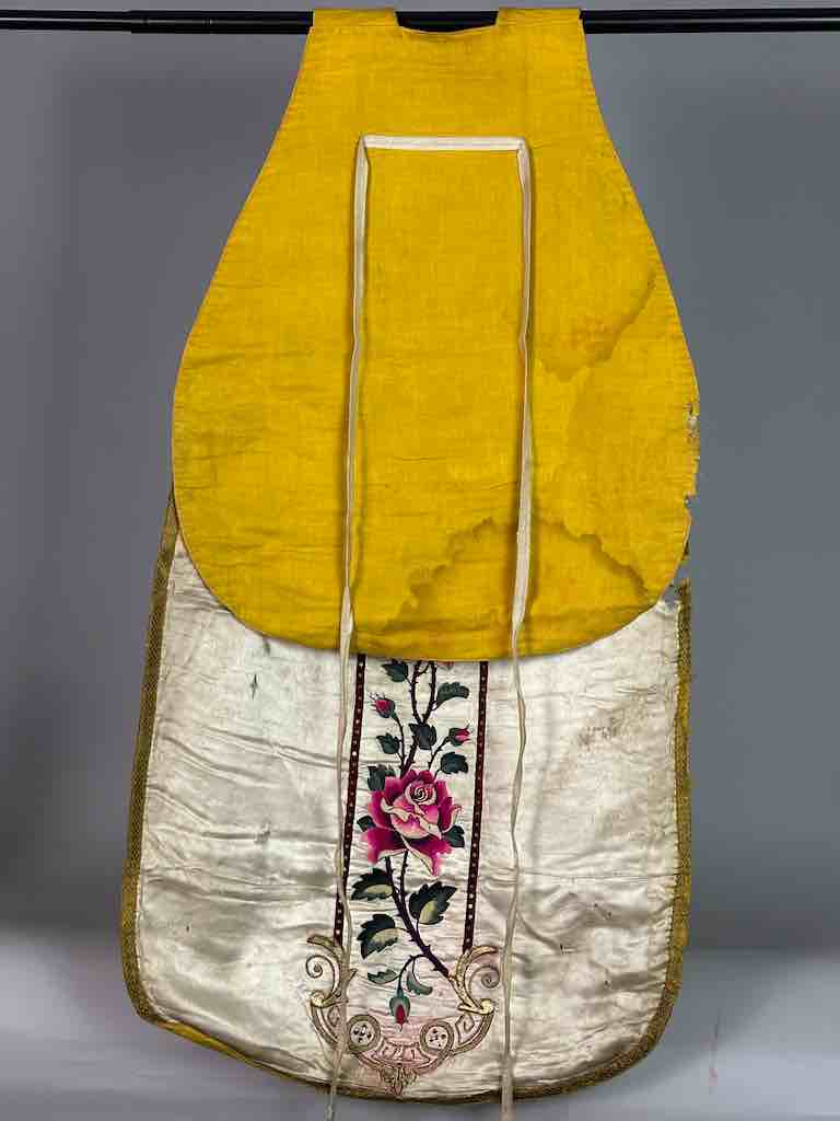 Antique Vietnamese Catholic Lamb of God Cross Design Chasuble Authentic Ecclesiastical Garment