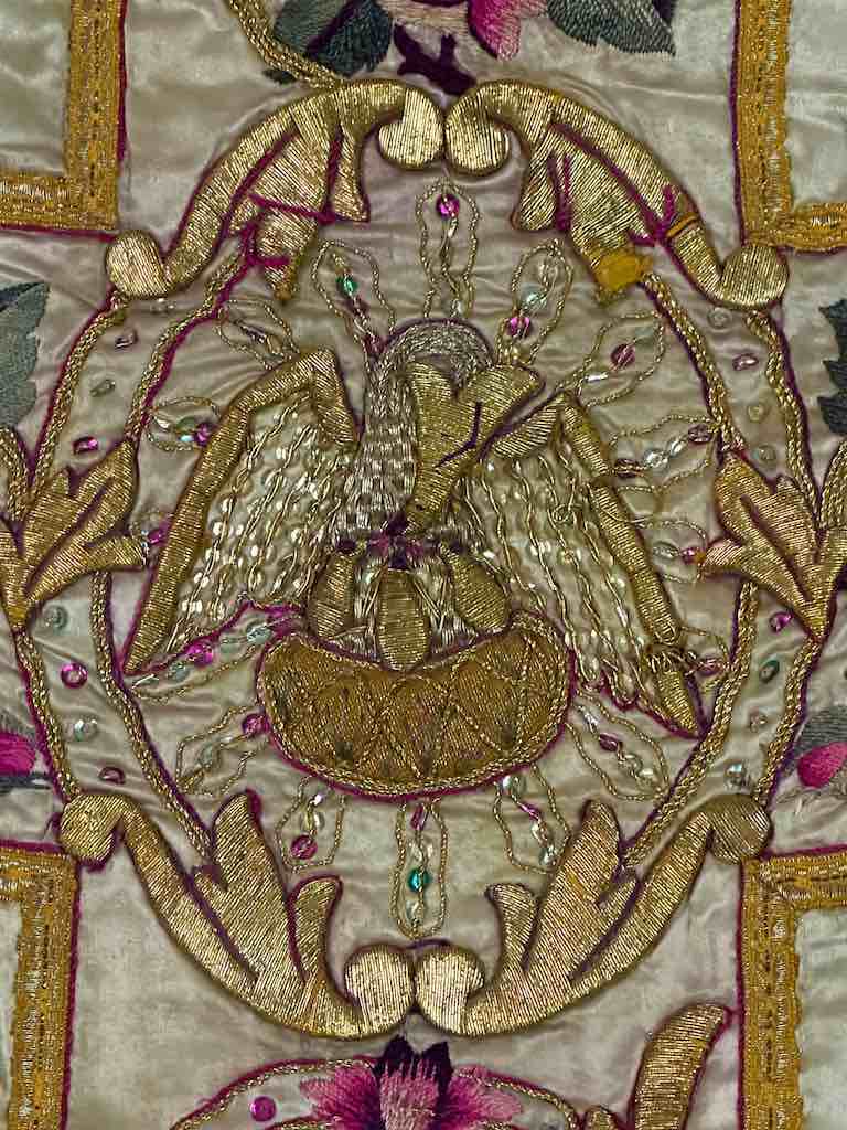 Antique Vietnamese Catholic Nurturing Bird Cross Design Chasuble Authentic Ecclesiastical Garment