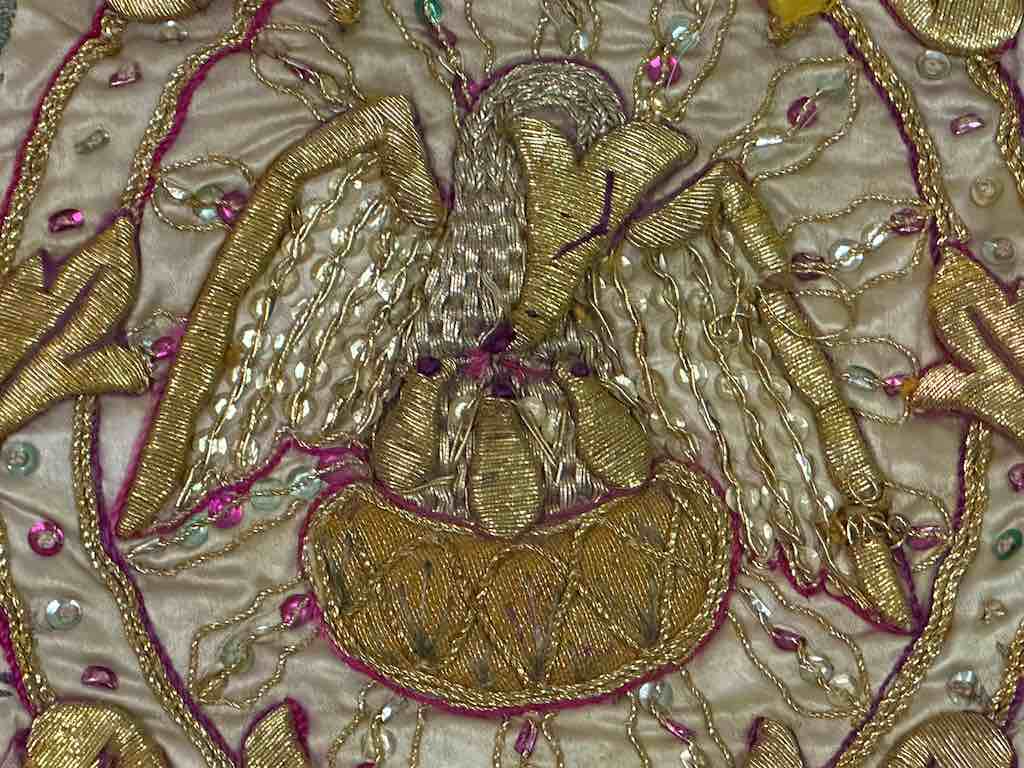 Antique Vietnamese Catholic Nurturing Bird Cross Design Chasuble Authentic Ecclesiastical Garment