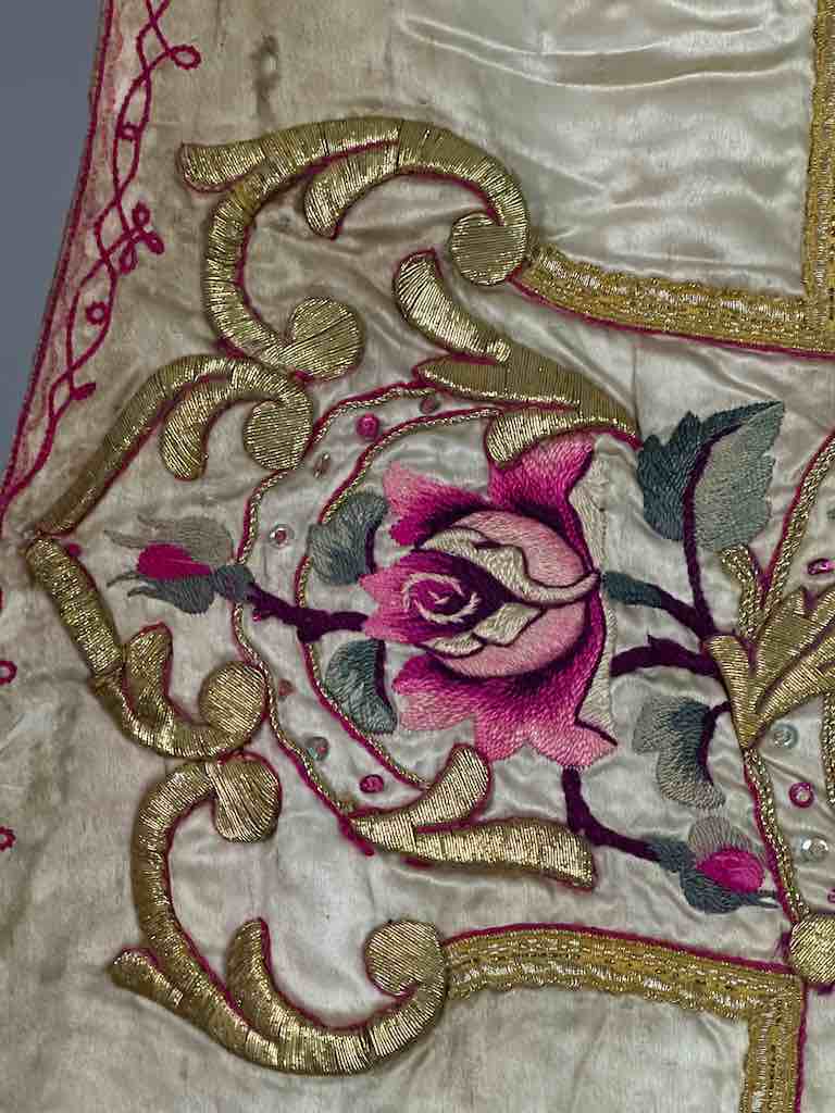 Antique Vietnamese Catholic Nurturing Bird Cross Design Chasuble Authentic Ecclesiastical Garment
