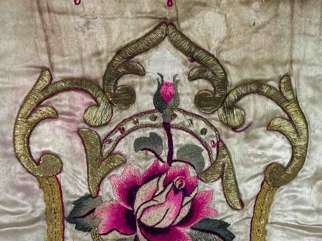 Antique Vietnamese Catholic Nurturing Bird Cross Design Chasuble Authentic Ecclesiastical Garment