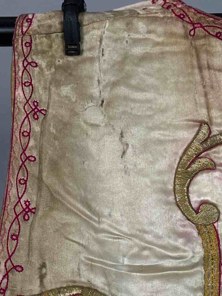 Antique Vietnamese Catholic Nurturing Bird Cross Design Chasuble Authentic Ecclesiastical Garment