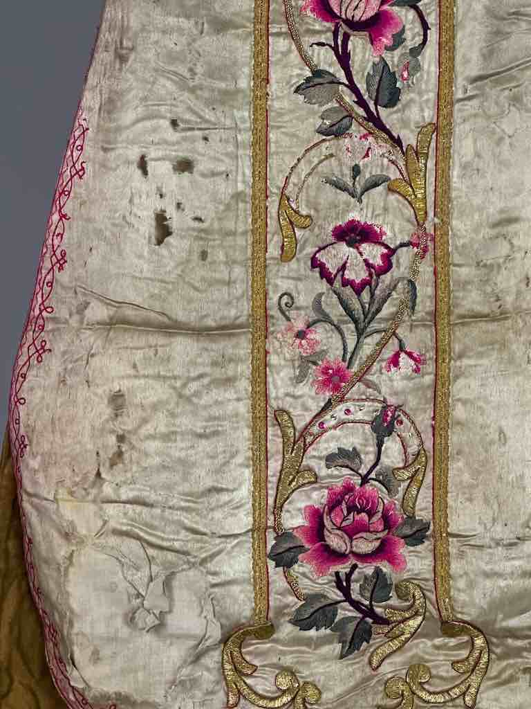 Antique Vietnamese Catholic Nurturing Bird Cross Design Chasuble Authentic Ecclesiastical Garment