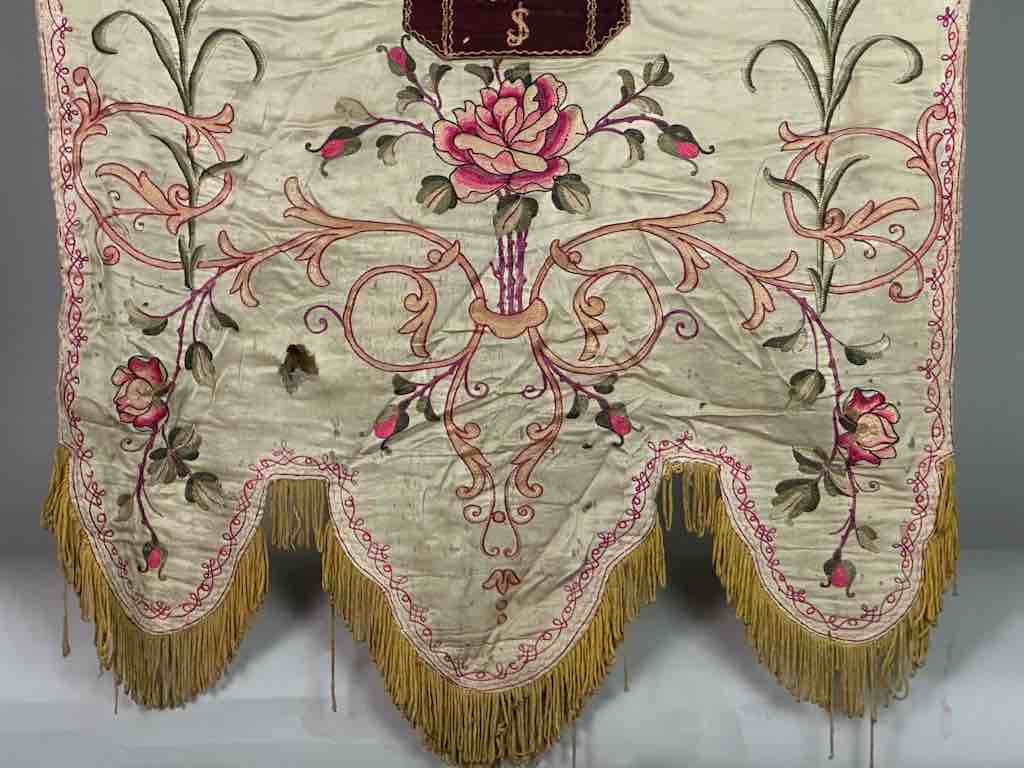Antique Vietnamese Catholic Saint Joseph Banner Authentic Ecclesiastical Cloth