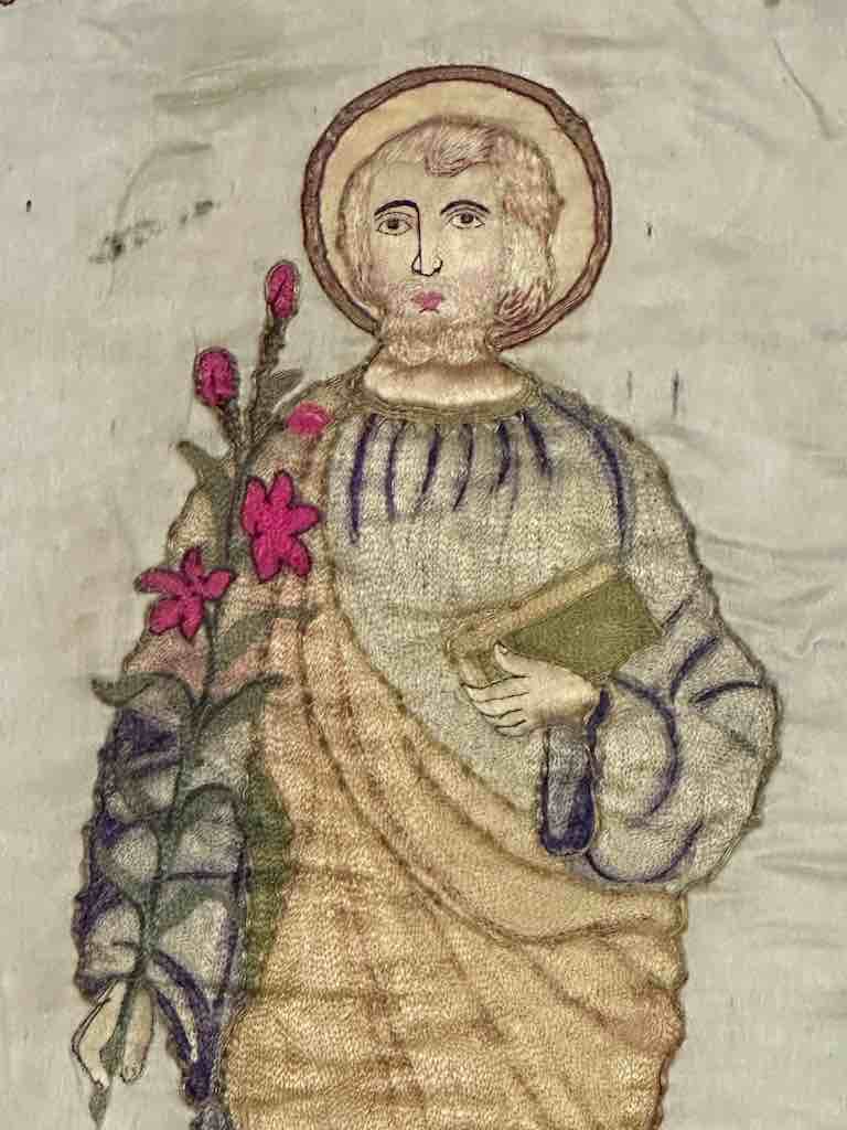 Antique Vietnamese Catholic Saint Joseph Banner Authentic Ecclesiastical Cloth